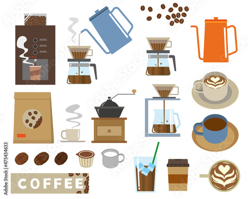 コーヒーやカフェのイラストセット