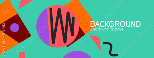 Abstract background. Blocks, lines, triangles, circles composition. Techno or business concept for wallpaper, banner, background, landing page