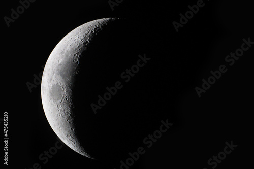 The Waxing Crescent Moon starts as the Moon becomes visible again after the New Moon conjunction when the Sun and Earth are on opposite sides of the Moon