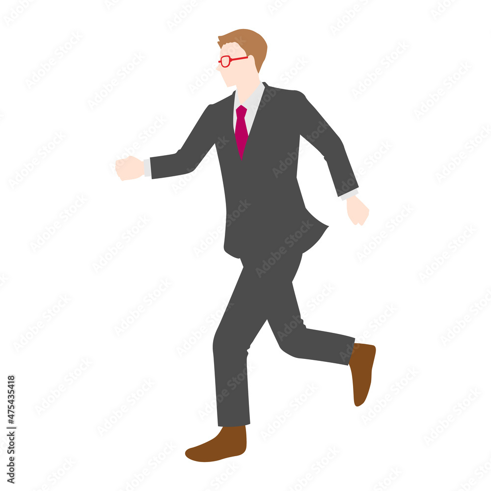 Illustration of a running businessman with glasses(white background, vector, cut out) Illustration of a running businessman with glasses(white background, vector, cut out)