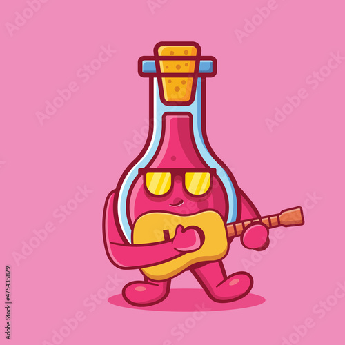 cute flask glass character mascot isolated cartoon in flat style