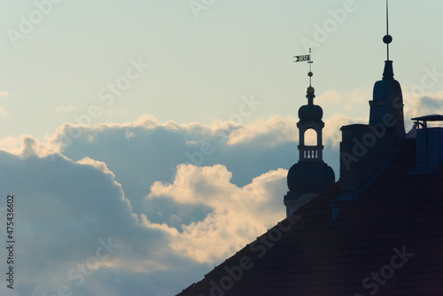 Fototapeta Silhouette of church towers in the old town, Riga, Latvia