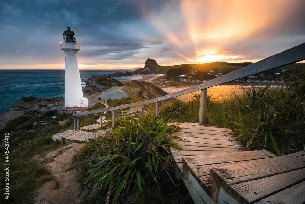 Castle Point Lighthouse, located near the village of Castlepoint in the