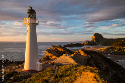 Castle Point Lighthouse, located near the village of Castlepoint in the Wellington Region of the North Island of New Zealand