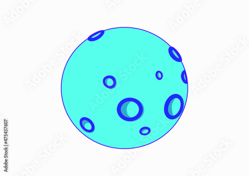 Vector illustration of blue planet with crater