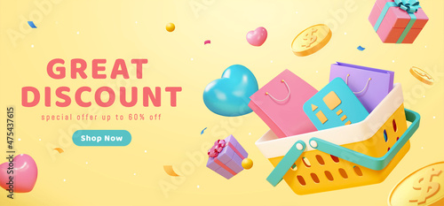 3D yellow sale banner
