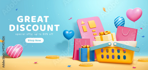 3D blue sale poster