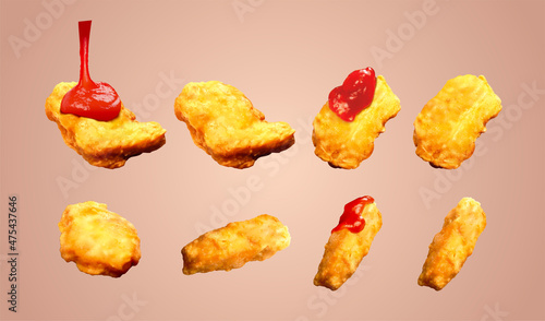 Chicken nuggets with tomato ketchup