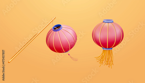 3D rendering Chinese lanterns