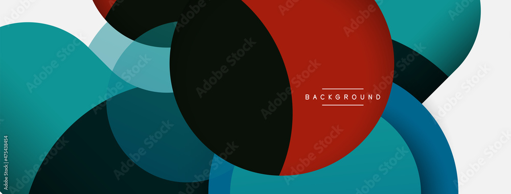 Creative geometric wallpaper. Minimal abstract background. Circles composition vector illustration for wallpaper banner background or landing page Creative geometric wallpaper. Minimal abstract background. Circles composition vector illustration for wallpaper banner background or landing page