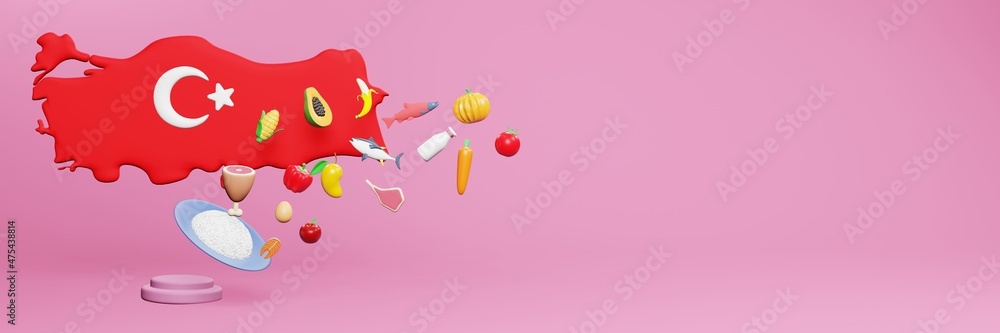 3d rendering of healthy food consumption nutritional requirements in Turkey 
