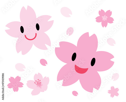 可愛い2つの桜のキャラクター