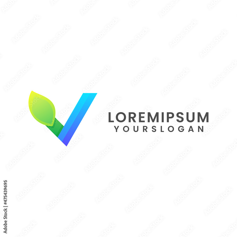 letter v leaf gradient logo design letter v leaf gradient logo design
