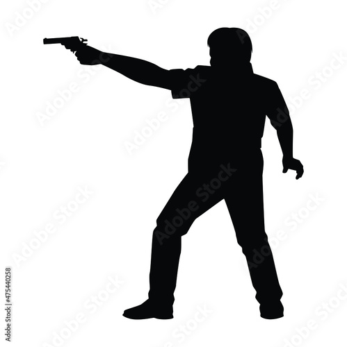 Technician student gangster with his weapon silhouette vector