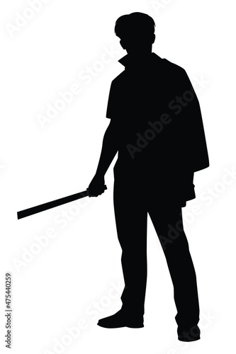 Technician student gangster with his weapon silhouette vector