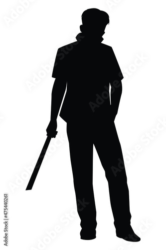 Technician student gangster with his weapon silhouette vector
