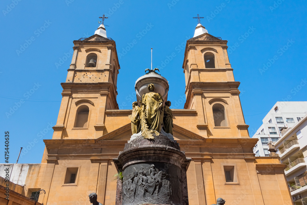Santo Domingo Convent (or Basilica of Our Lady of the Rosary and Convent of Santo Domingo) and Manuel Belgrano's mausoleum (front), Buenos Aires, Argentina