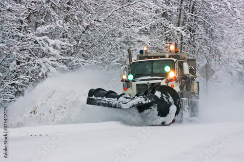 Snow truck clearing snow, Haines, Alaska, USA