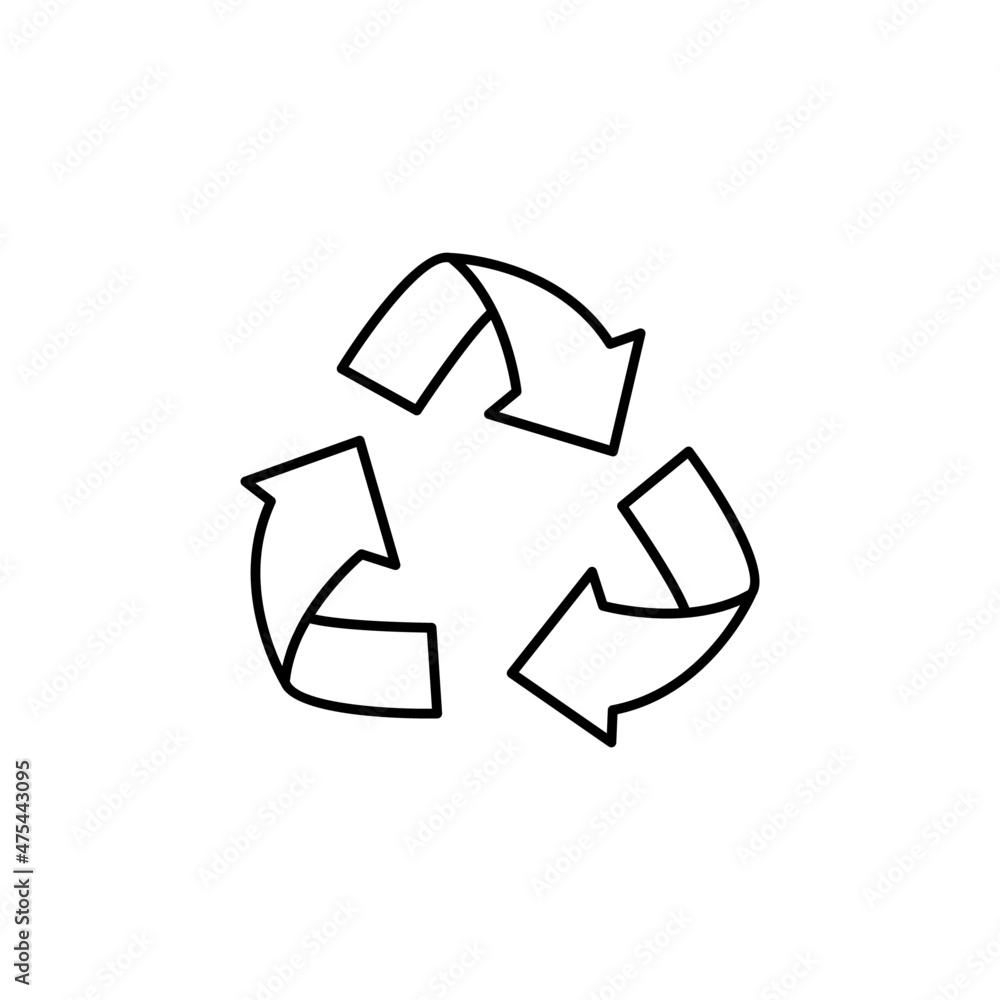 recycle Icon in flat black line style, isolated on white background recycle Icon in flat black line style, isolated on white background