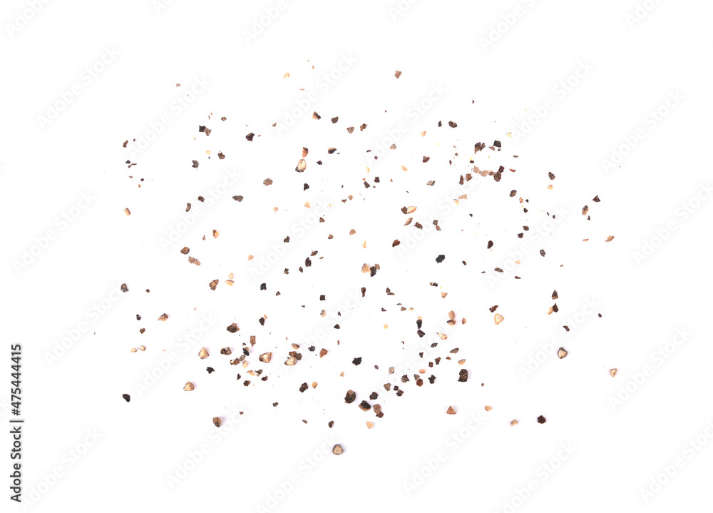 Ground black pepper isolated on a white background.