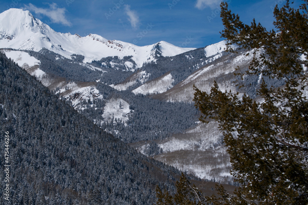 View of Mount Daly from the Powderhorn catwalk in Snowmass Ski Resort.