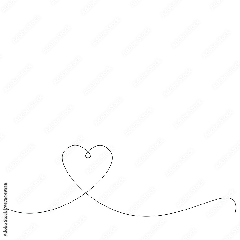 Heart silhouette line drawing vector illustration Heart silhouette line drawing vector illustration