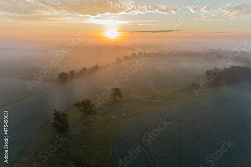 Sunrise and fog, Marion County, Illinois