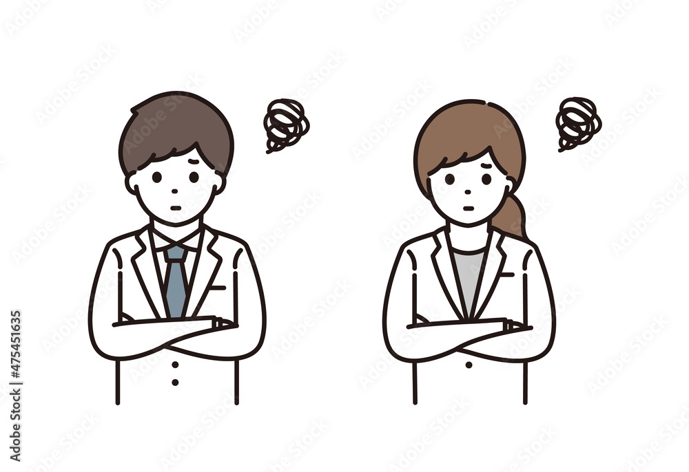 薬剤師 医師 男性 女性 悩み 腕組み