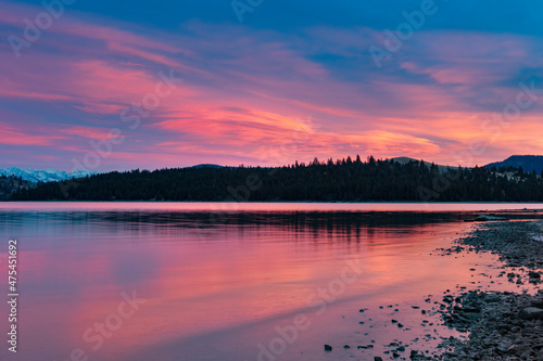 Wallpaper Mural Fiery sunset clouds over Flathead Lake in Dayton, Montana, USA Torontodigital.ca