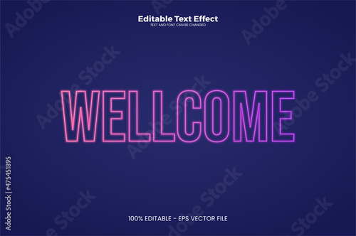 Wellcome editable text effect in modern trend style photo