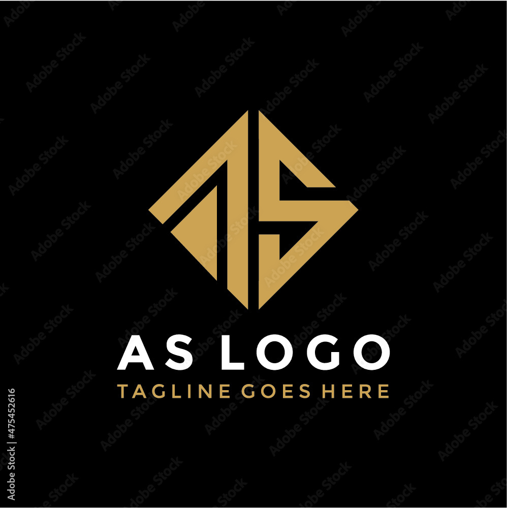 AS initials gold logo vector image AS initials gold logo vector image