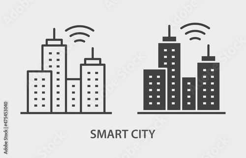 Smart city vector icon. Black illustration isolated on white background for graphic and web design.