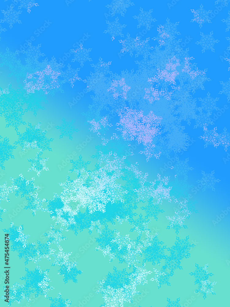 Colored snowflakes on a gradient background.
