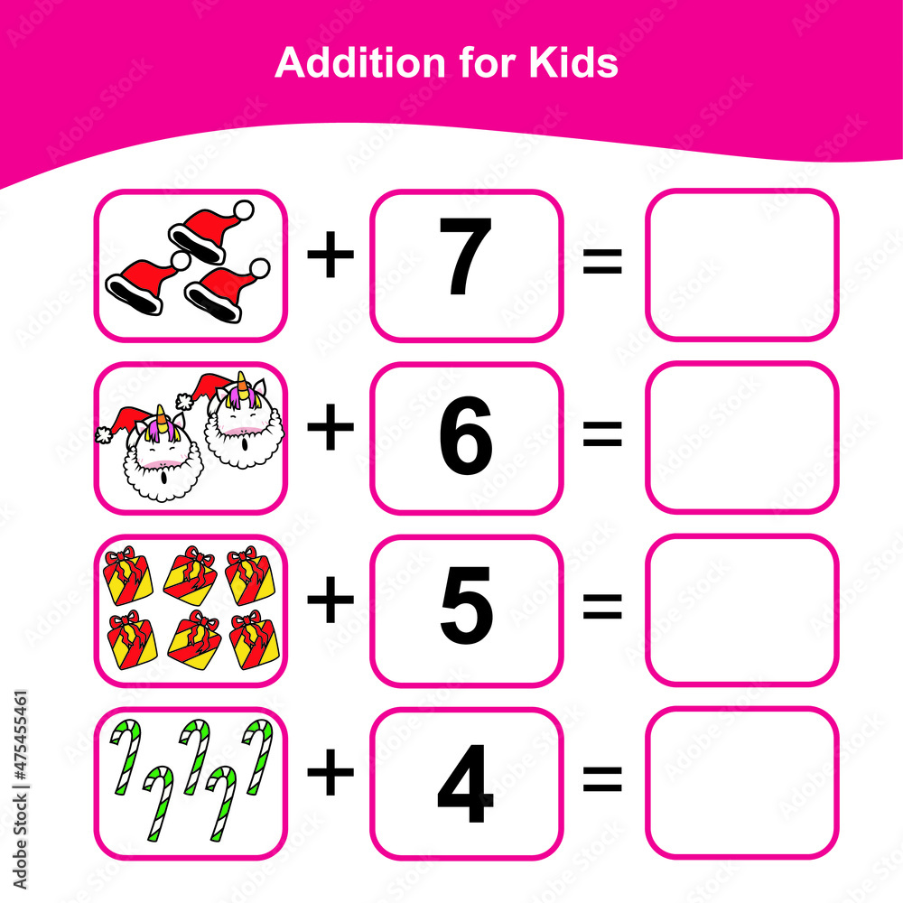 Counting Game for Preschool Children. Math Worksheet for Preschool. Christmas theme. Educational printable math worksheet. Additional math for kids. Vector illustration. Counting Game for Preschool Children. Math Worksheet for Preschool. Christmas theme. Educational printable math worksheet. Additional math for kids. Vector illustration.