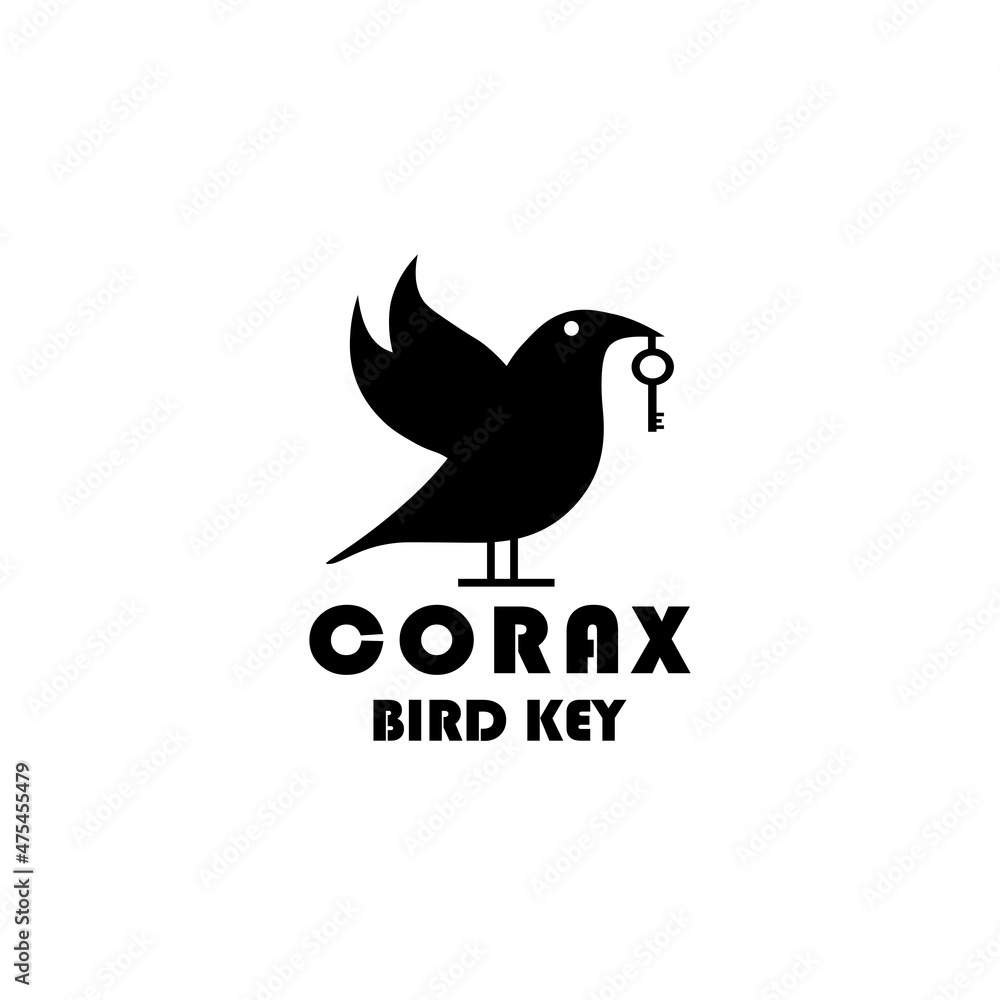 Fototapeta premium Corax Bird Key Logo Design Templates Animals