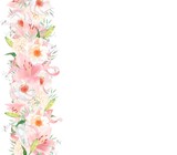 エレガントな色使いのピンク系の百合の花と白いばらとリーフの水玉リボン付き招待状フレーム素材