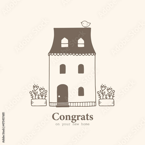 Hand drawn illustration of little house