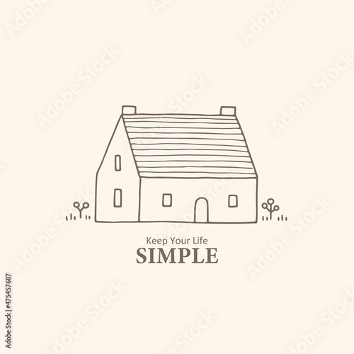 Hand drawn illustration of little house
