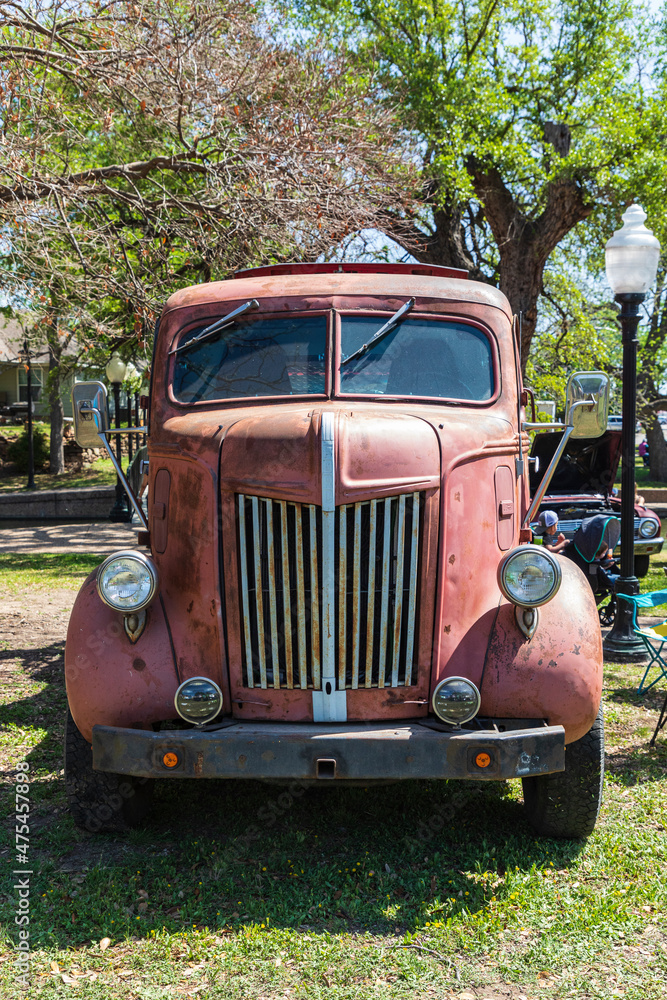 Marble Falls, Texas, USA. Rusted vintage truck at a car show in Texas. (Editorial Use Only)
