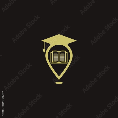 Graduation cap book point education logo. University icon template logo vector design