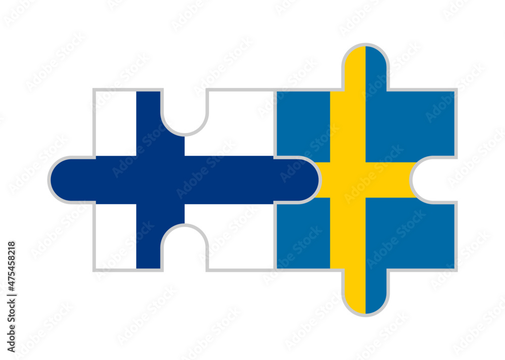 Fototapeta premium puzzle pieces of finland and sweden flags. vector illustration isolated on white background