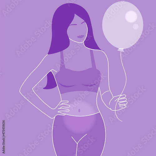 Woman with swollen belly and balloon