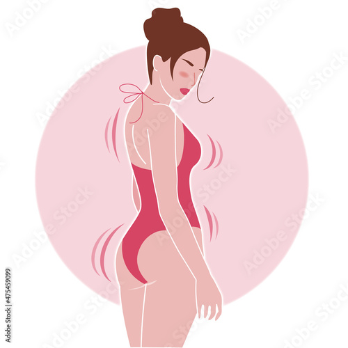 Elegant woman silhouette body measure and diet