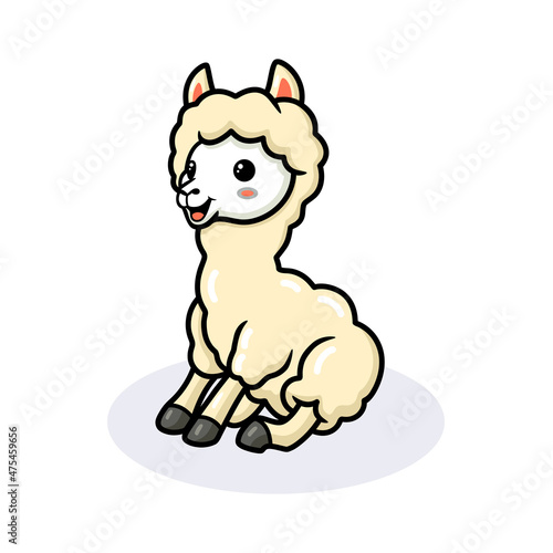 Cute little alpaca cartoon sitting