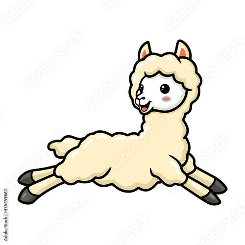 Cute little alpaca cartoon jumping
