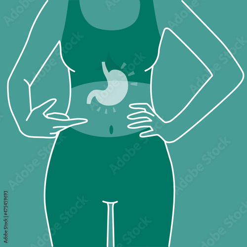 Woman body stomach and digestion