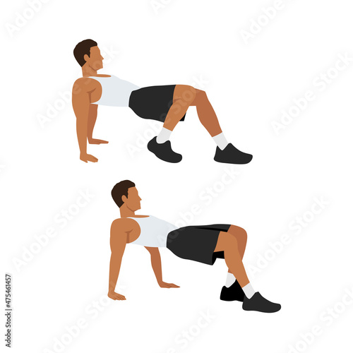 Man doing Crab walks exercise. Flat vector illustration isolated on white backgrounda