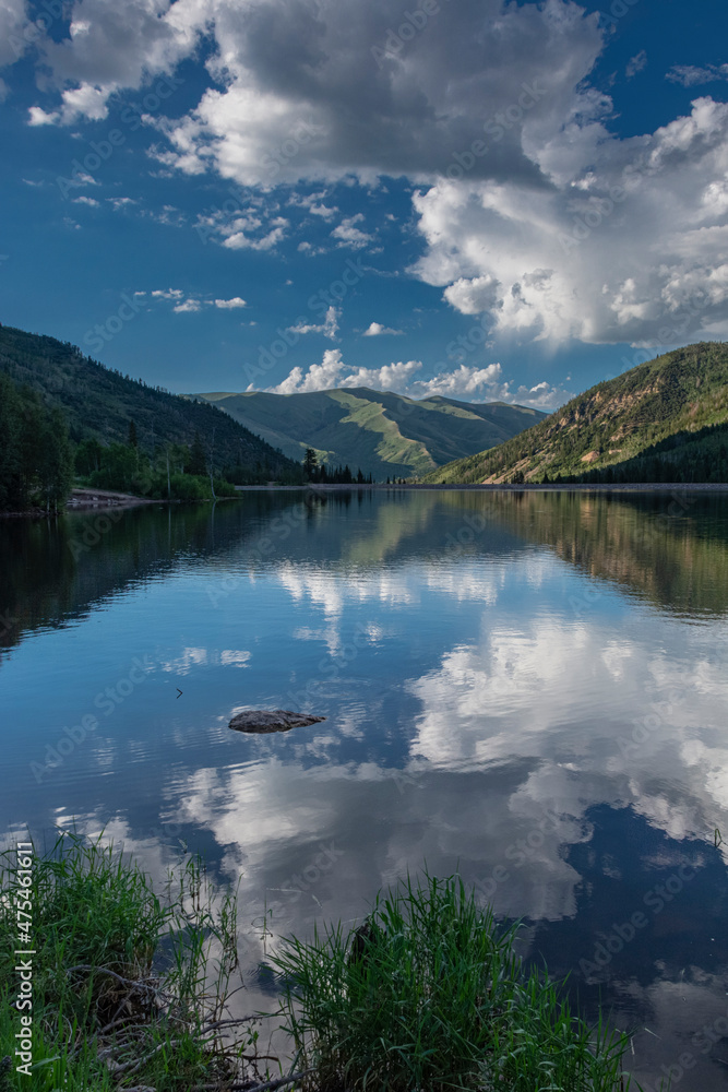 USA, Utah. Cloud reflection on Smith Morehouse Reservoir, Uinta-Wasatch-Cache National Forest