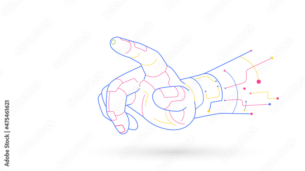 Robot hands touching tech connection
