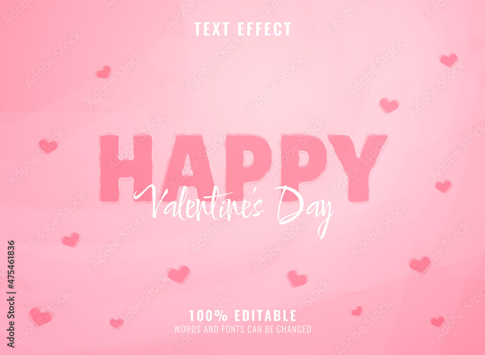 elegant pink watercolor happy valentines day text effect with love